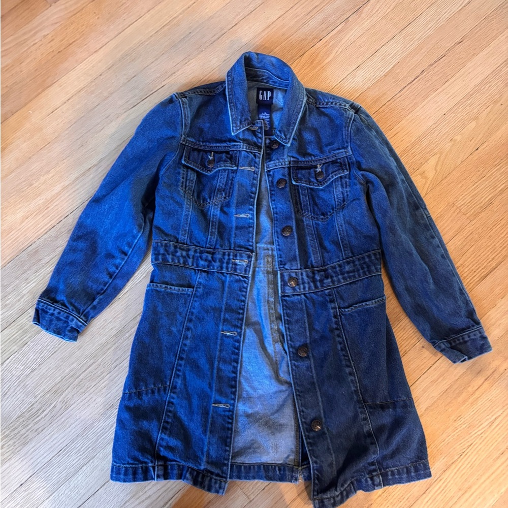 GAP Women's Dark Blue Long Denim Jacket gilts large
